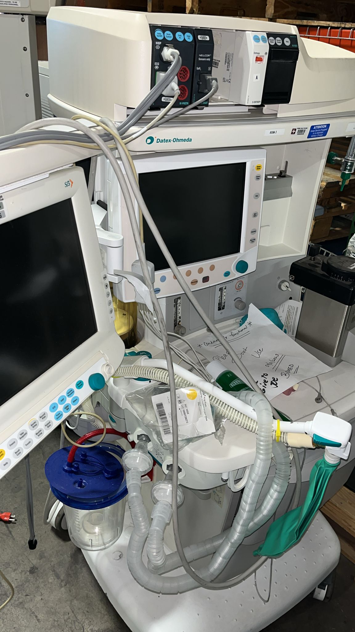 PHOTO-2025-09-19-14-27-20-1-1.jpg Datex-Ohmeda Anesthesia Machine with Integrated Patient Monitoring & Breathing Circuit – Used Hospital OR System, AS-IS for Parts/Repair or Refurbishment | SoCalBioSys